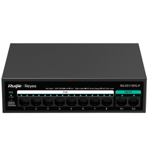 RUIJIE REYEE RG-ES110FG-P 8 PORT 10/100 8 PORT POE 2 PORT GIGABIT UPLINK 110W YONETILEMEZ DESKTOP SWITCH
